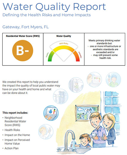 Water Quality Report Summary with B- Score, Fort Myers, FL.